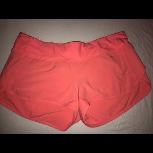 Peach Lululemon Speed Up Shorts
